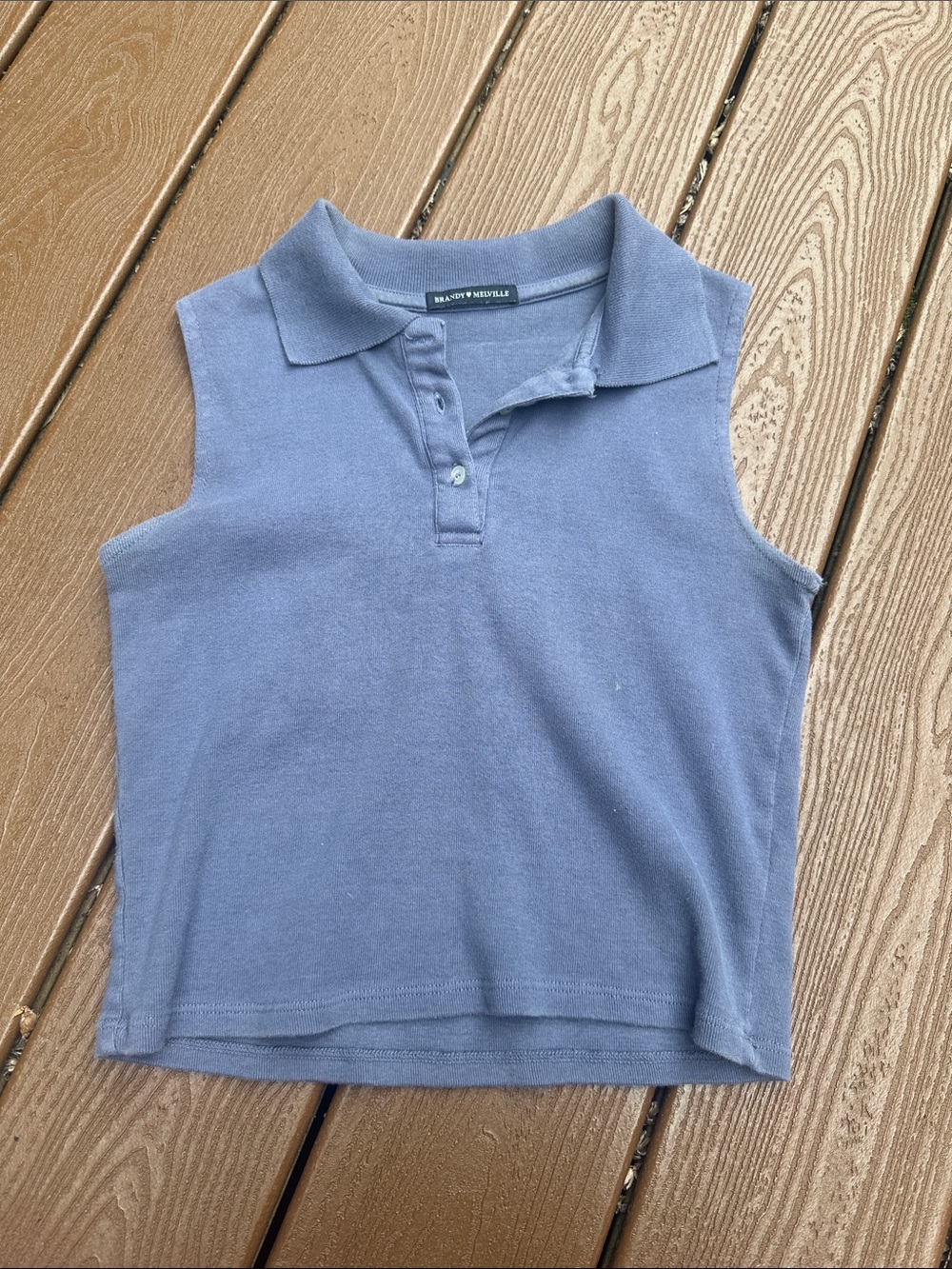 Brandy Melville Sleeveless Polo Tank - Dusty Blue